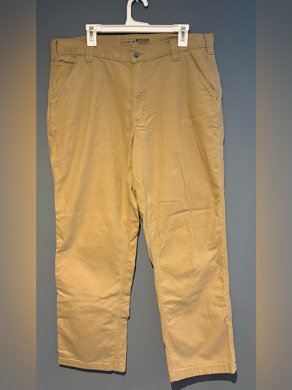 Carhartt 38x32 Khaki Chino Pants Men’s Workwear Relaxed Fit Canvas Work Pant